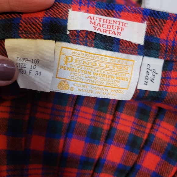 VINTAGE 70'S PENDELTON MCDUFF TARTEN PLAID WOOL PLEATED SKIRT SUIT - Picture 6 of 14
